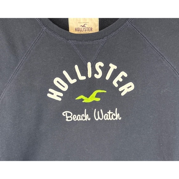 Hollister Beach Watch Graphic Sweatshirt Navy Blue Pullover Long Sleeve Womens L - Picture 3 of 10